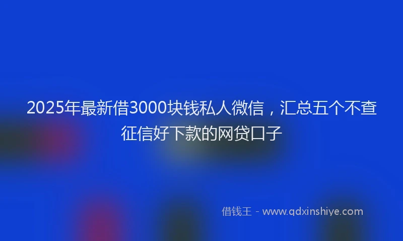2025年最新借3000块钱私人微信，汇总五个不查征信好下款的网贷口子