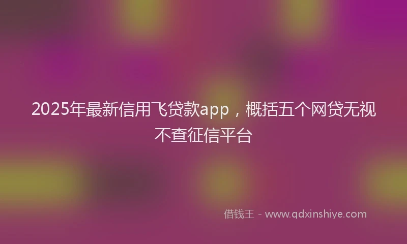 2025年最新信用飞贷款app，概括五个网贷无视不查征信平台