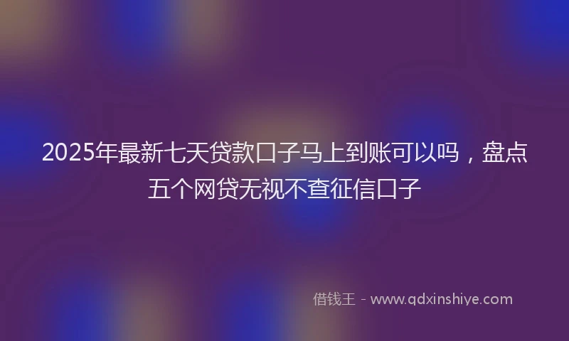 2025年最新七天贷款口子马上到账可以吗，盘点五个网贷无视不查征信口子