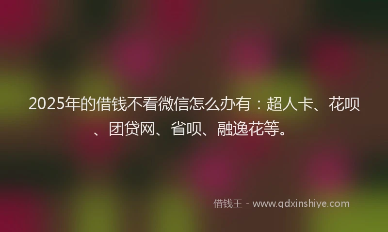 2025年的借钱不看微信怎么办有：超人卡、花呗、团贷网、省呗、融逸花等。