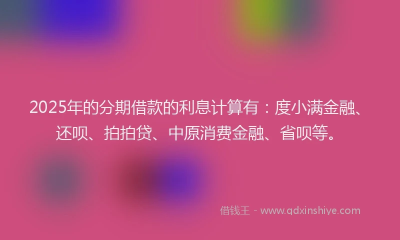 2025年的分期借款的利息计算有：度小满金融、还呗、拍拍贷、中原消费金融、省呗等。