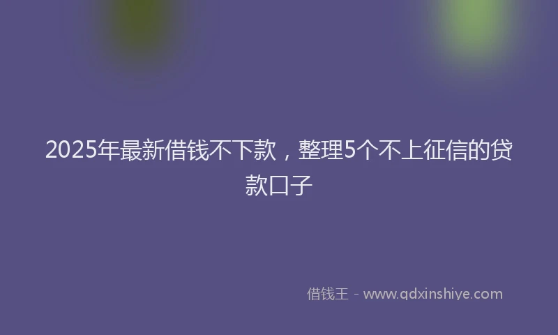 2025年最新借钱不下款，整理5个不上征信的贷款口子