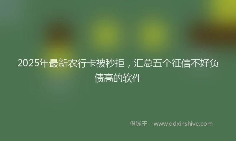 2025年最新农行卡被秒拒，汇总五个征信不好负债高的软件