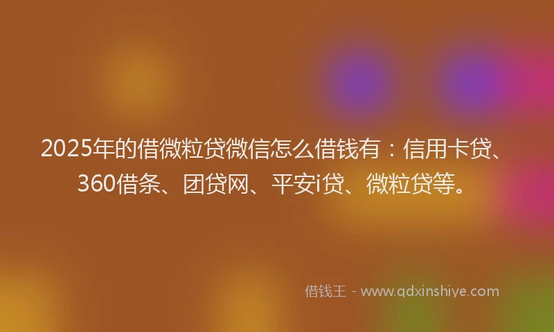 2025年的借微粒贷微信怎么借钱有：信用卡贷、360借条、团贷网、平安i贷、微粒贷等。