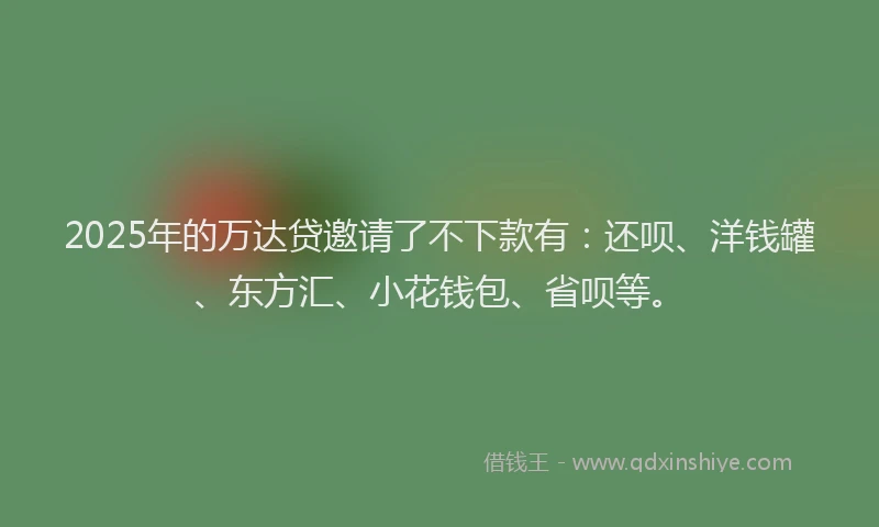 2025年的万达贷邀请了不下款有：还呗、洋钱罐、东方汇、小花钱包、省呗等。