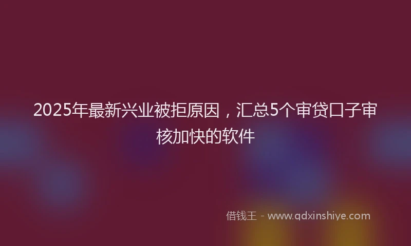 2025年最新兴业被拒原因，汇总5个审贷口子审核加快的软件