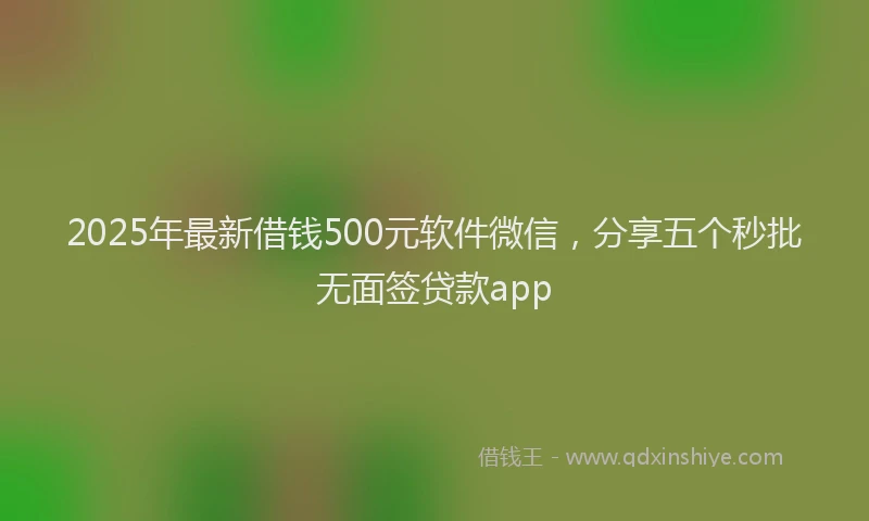 2025年最新借钱500元软件微信，分享五个秒批无面签贷款app