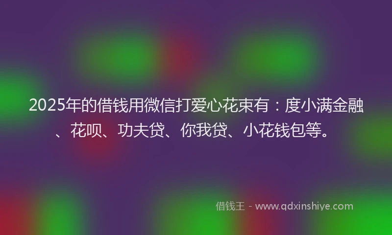 2025年的借钱用微信打爱心花束有：度小满金融、花呗、功夫贷、你我贷、小花钱包等。
