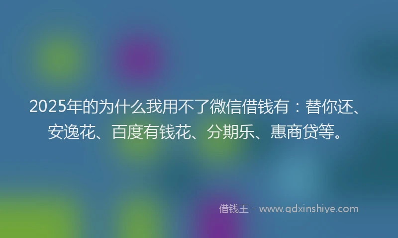 2025年的为什么我用不了微信借钱有：替你还、安逸花、百度有钱花、分期乐、惠商贷等。