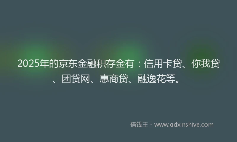 2025年的京东金融积存金有：信用卡贷、你我贷、团贷网、惠商贷、融逸花等。
