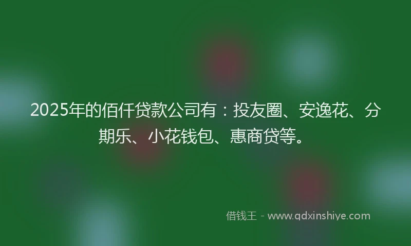 2025年的佰仟贷款公司有：投友圈、安逸花、分期乐、小花钱包、惠商贷等。