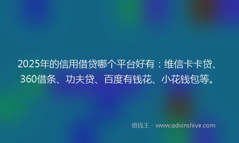 2025年的信用借贷哪个平台好有：维信卡卡贷、360借条、功夫贷、百度有钱花、小花钱包等。