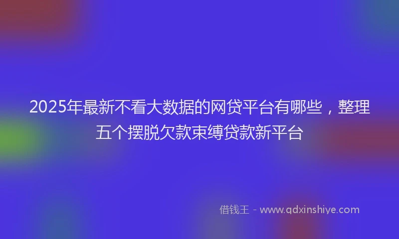 2025年最新不看大数据的网贷平台有哪些，整理五个摆脱欠款束缚贷款新平台
