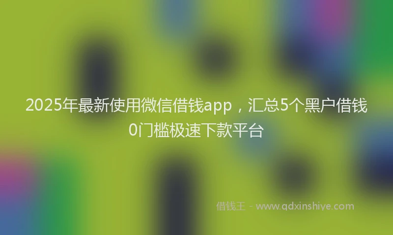 2025年最新使用微信借钱app，汇总5个黑户借钱0门槛极速下款平台