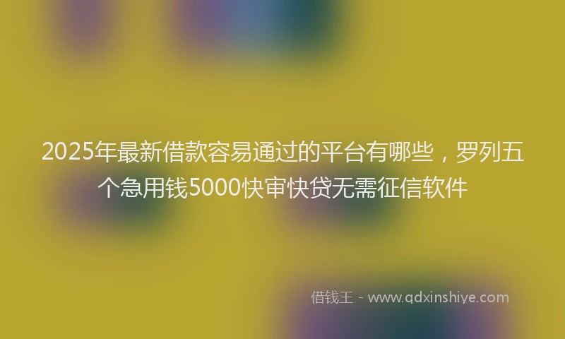 2025年最新借款容易通过的平台有哪些，罗列五个急用钱5000快审快贷无需征信软件