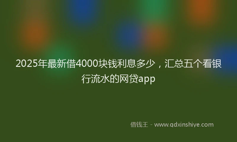 2025年最新借4000块钱利息多少，汇总五个看银行流水的网贷app