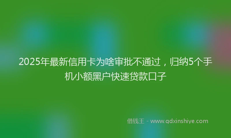 2025年最新信用卡为啥审批不通过，归纳5个手机小额黑户快速贷款口子