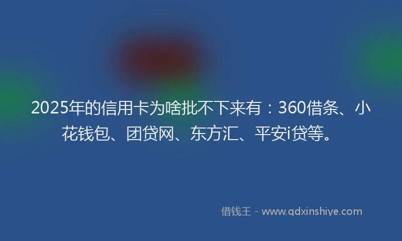 2025年的信用卡为啥批不下来有：360借条、小花钱包、团贷网、东方汇、平安i贷等。
