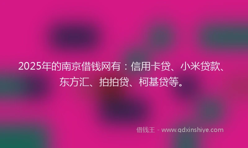 2025年的南京借钱网有：信用卡贷、小米贷款、东方汇、拍拍贷、柯基贷等。