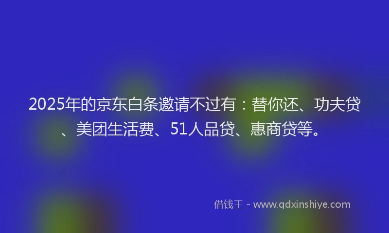 2025年的京东白条邀请不过有：替你还、功夫贷、美团生活费、51人品贷、惠商贷等。