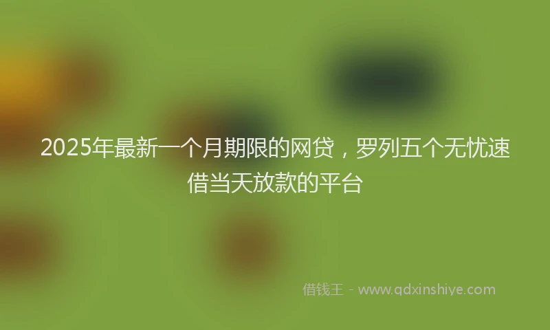 2025年最新一个月期限的网贷，罗列五个无忧速借当天放款的平台