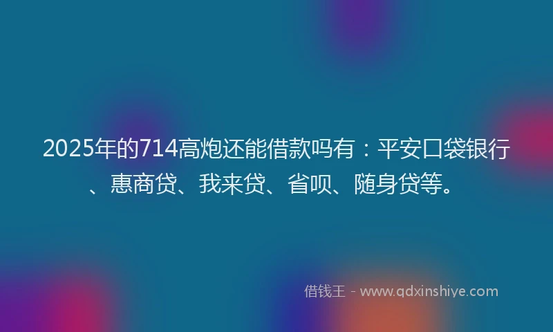 2025年的714高炮还能借款吗有：平安口袋银行、惠商贷、我来贷、省呗、随身贷等。