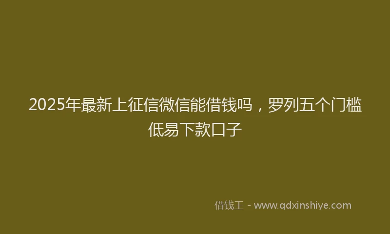 2025年最新上征信微信能借钱吗，罗列五个门槛低易下款口子