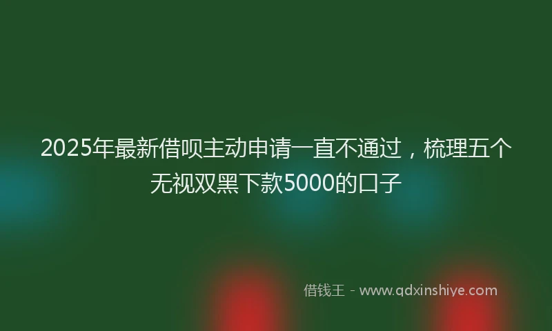2025年最新借呗主动申请一直不通过，梳理五个无视双黑下款5000的口子
