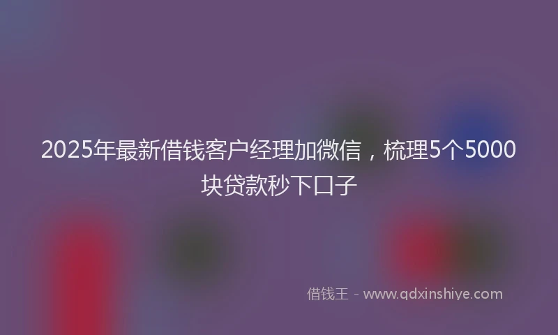 2025年最新借钱客户经理加微信，梳理5个5000块贷款秒下口子