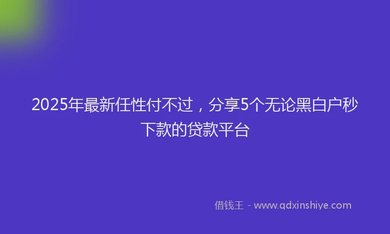 2025年最新任性付不过，分享5个无论黑白户秒下款的贷款平台