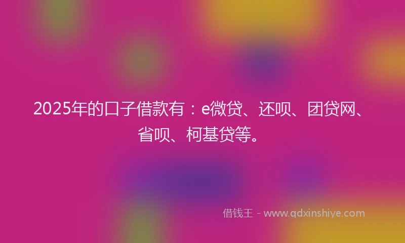 2025年的口子借款有：e微贷、还呗、团贷网、省呗、柯基贷等。