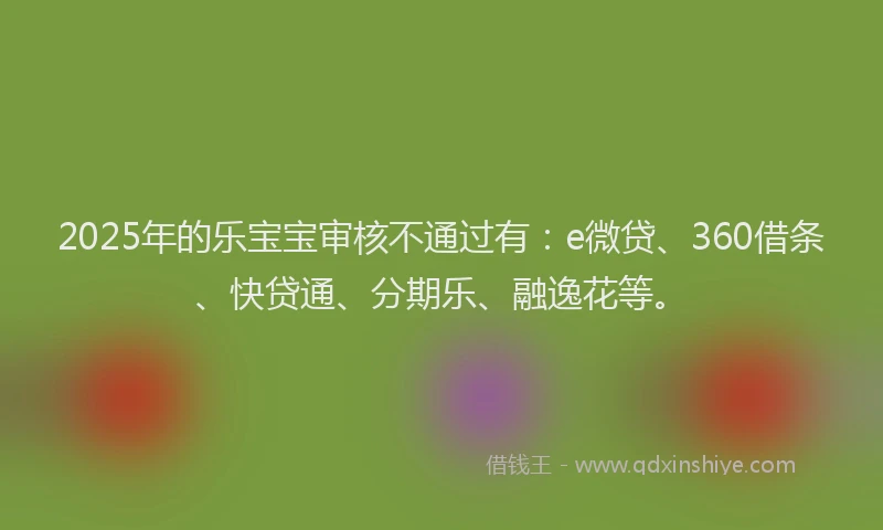 2025年的乐宝宝审核不通过有：e微贷、360借条、快贷通、分期乐、融逸花等。