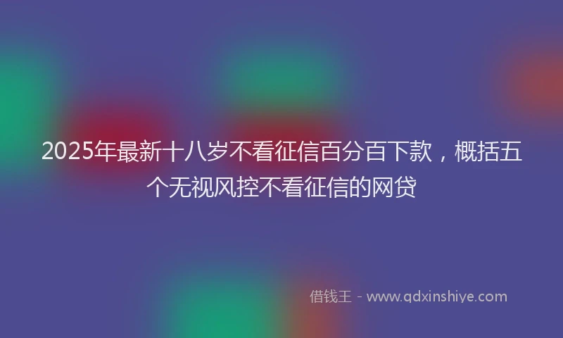 2025年最新十八岁不看征信百分百下款，概括五个无视风控不看征信的网贷