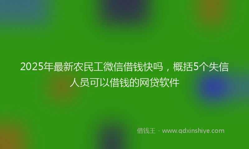 2025年最新农民工微信借钱快吗，概括5个失信人员可以借钱的网贷软件