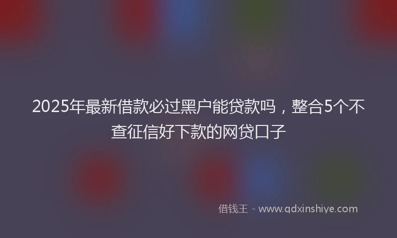 2025年最新借款必过黑户能贷款吗，整合5个不查征信好下款的网贷口子