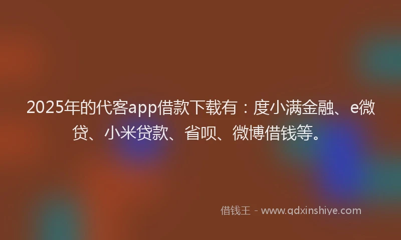 2025年的代客app借款下载有：度小满金融、e微贷、小米贷款、省呗、微博借钱等。