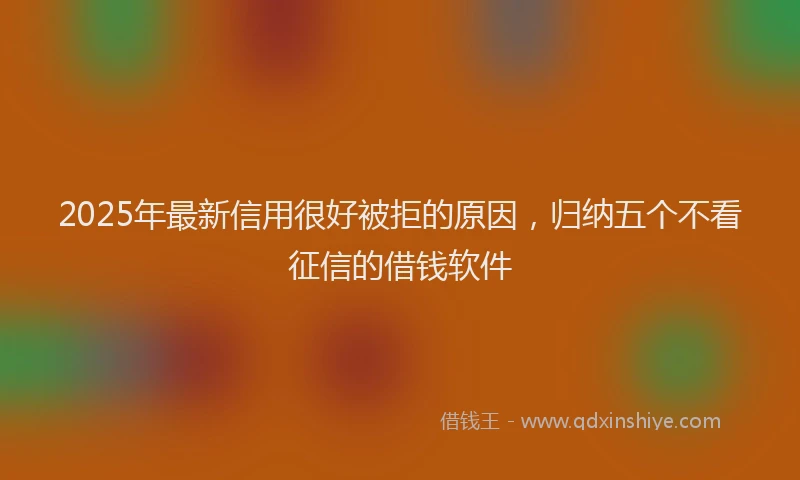 2025年最新信用很好被拒的原因，归纳五个不看征信的借钱软件