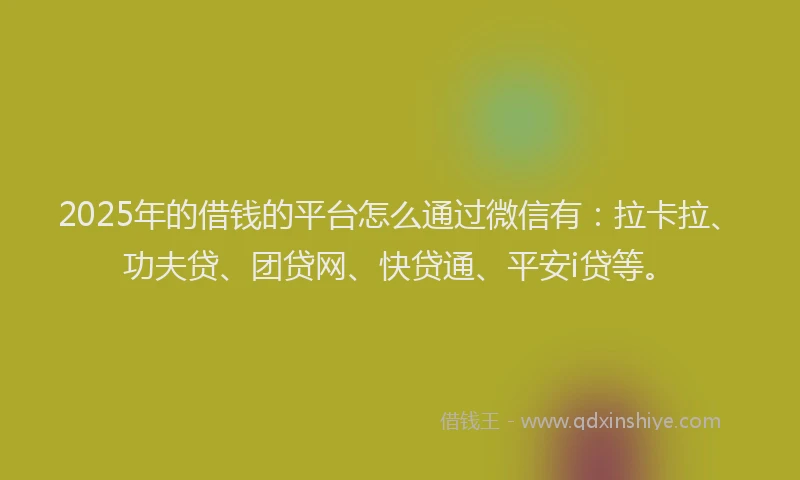 2025年的借钱的平台怎么通过微信有：拉卡拉、功夫贷、团贷网、快贷通、平安i贷等。