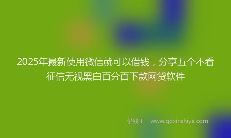 2025年最新使用微信就可以借钱，分享五个不看征信无视黑白百分百下款网贷软件