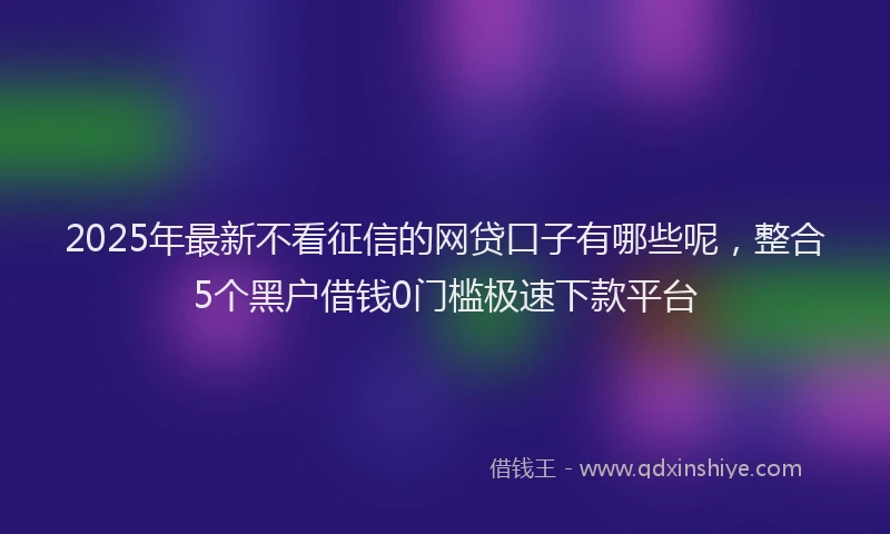 2025年最新不看征信的网贷口子有哪些呢，整合5个黑户借钱0门槛极速下款平台
