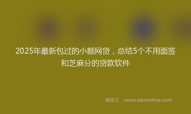 2025年最新包过的小额网贷，总结5个不用面签和芝麻分的贷款软件
