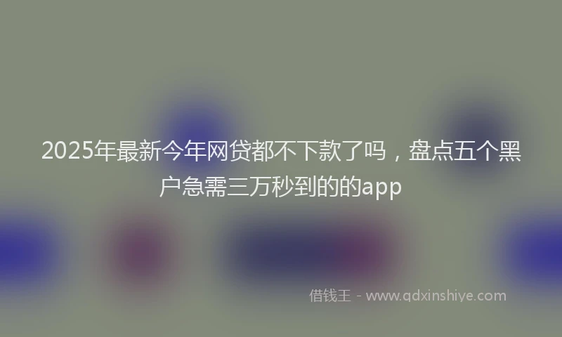 2025年最新今年网贷都不下款了吗，盘点五个黑户急需三万秒到的的app