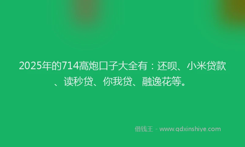 2025年的714高炮口子大全有：还呗、小米贷款、读秒贷、你我贷、融逸花等。