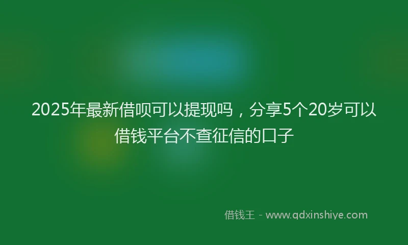 2025年最新借呗可以提现吗，分享5个20岁可以借钱平台不查征信的口子