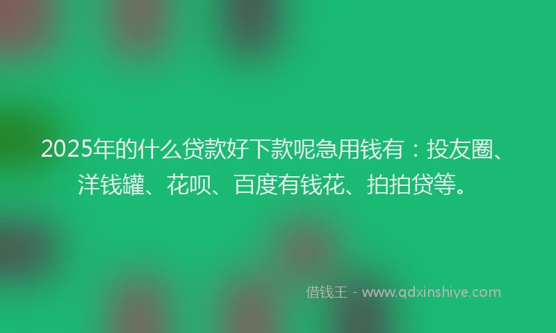 2025年的什么贷款好下款呢急用钱有：投友圈、洋钱罐、花呗、百度有钱花、拍拍贷等。