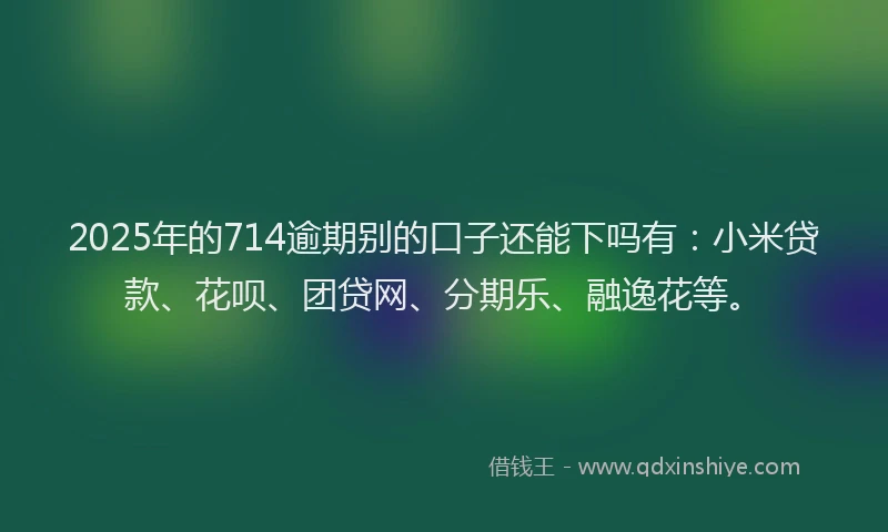 2025年的714逾期别的口子还能下吗有：小米贷款、花呗、团贷网、分期乐、融逸花等。