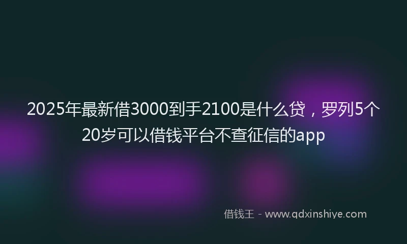 2025年最新借3000到手2100是什么贷，罗列5个20岁可以借钱平台不查征信的app