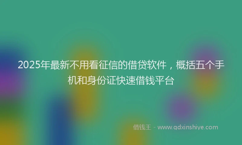 2025年最新不用看征信的借贷软件，概括五个手机和身份证快速借钱平台