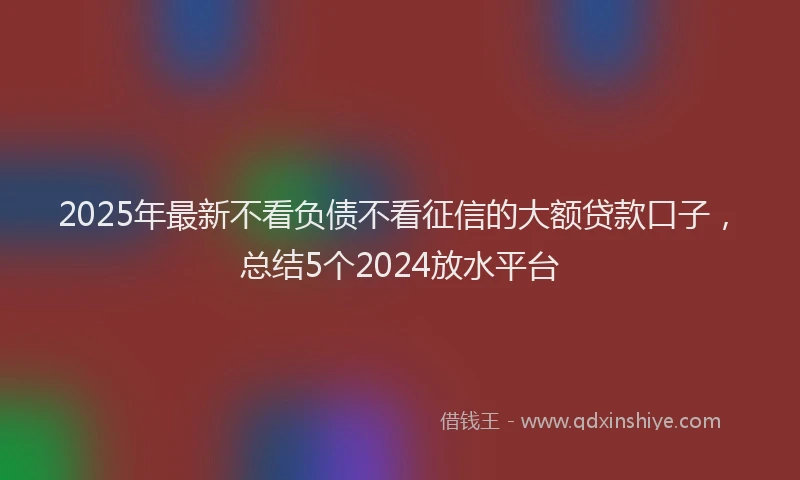 2025年最新不看负债不看征信的大额贷款口子，总结5个2024放水平台