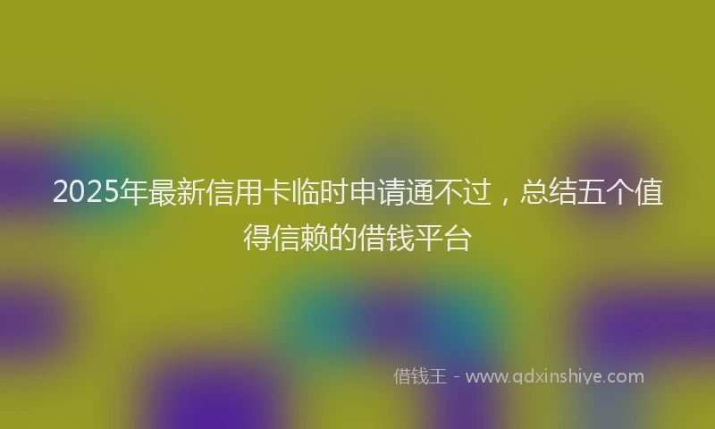 2025年最新信用卡临时申请通不过，总结五个值得信赖的借钱平台